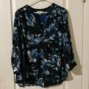 Dalia collection blue women’s blouse, size 1X EUC